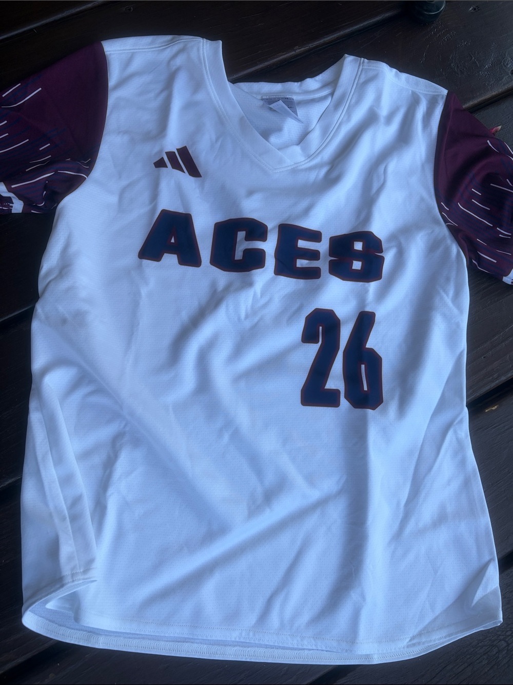 Women’s jersey Number 26 White & Maroon Athletic Jersey
